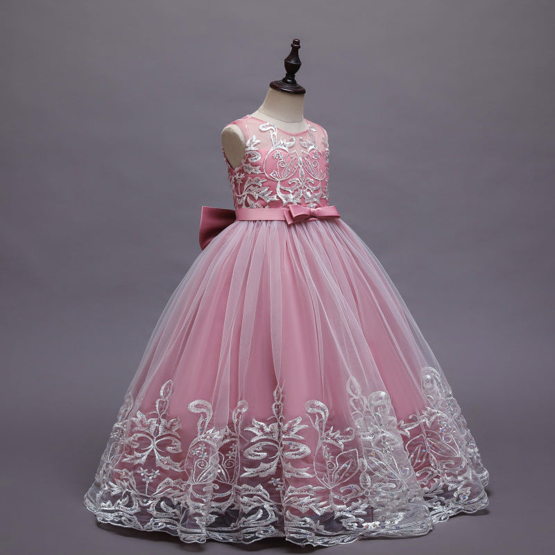 Kid Girl Princess Floral Lace Gown Sequins Gradual Change Dresses