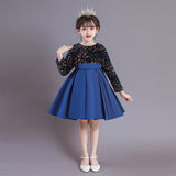 Kid Girl Birthday Sequins Mesh Pompous Piano Performance Dresses