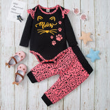 Baby Girl Suit Pink Leopard Print 2 Pcs Sets