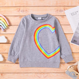 Kid Girl Round Neck Heart-shaped Sweatshirt