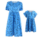 Family Matching Mother-Daughter Casual Mini Lovely Short Sleeves Dresses