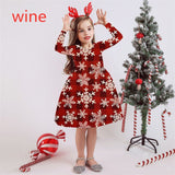 Kid Baby Girl Long Sleeve Round Neck Christmas Print Dress