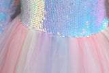 Kid Girl Long Sleeve Bright Film Flower Princess Pompous Dresses
