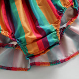 Baby Girl Summer Hallow Rainbow Print Beach Casual Dress