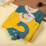 Kid Baby Boy Neutral Knit  Dinosaur Round Neck Sweater