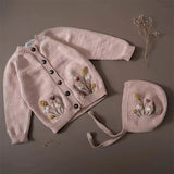 Kid Baby Girl Cardigan Autumn Winter Hand Embroidered Sweater 2 Pieces