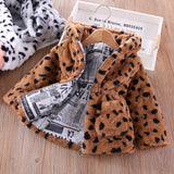 Kid Baby Girl Leopard-print Hooded Warm Autumn Coat