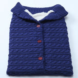 Baby Button Outdoor Cart Wool Knit Fleece Thickened Thermal Sleeping Pajamas