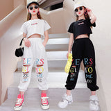 Kid Teenager Girls Summer Fashion Streetwear Ripped Hole 2 Pcs Sets