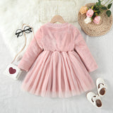 Kid Baby Girls Thickened Down Solid Bow Decorative Dress