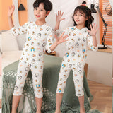 Kid Baby Boy Girl Ice Silk Cuff Fashion Home Summer Pajamas