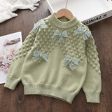 Kid Baby Girl Bottoming Autumn Winter Bow Sweater Top