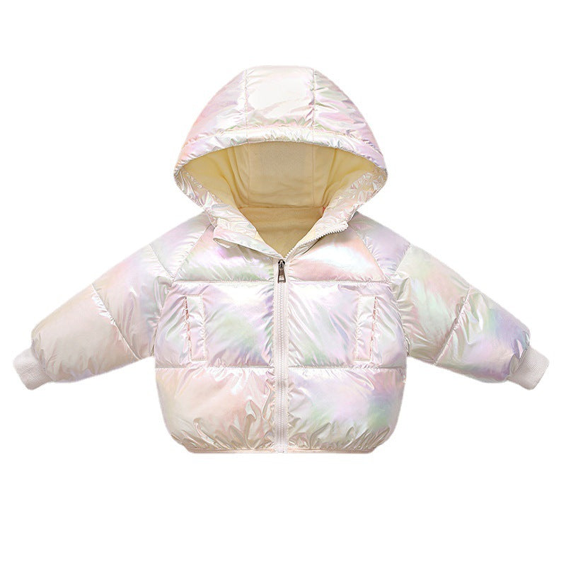 Children's Padded Down Winter Coat Washless Cotton  Lamb Fleece Thick Hooded