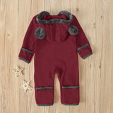 Baby Boys Girls Bear Feet Polar Fleece Hooded Foot Jumpsuits Rompers