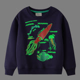 Kid Baby Boys Round Neck Long Sleeved Underwater World Shirts