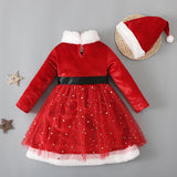 Kid Baby Girl Christmas Pentagram Sequin Gauze Dresses