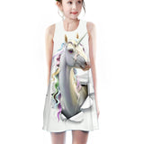Kid Girls One-piece Loose Vest Digital Print Casual Dress