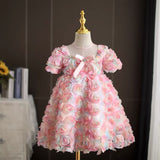 Kid Baby Girl Princess Birthday Party Sweet Three-dimensional Flower Dresses