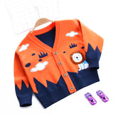 Kid Boy Cardigan V-neck Breasted Embroidered Sweater