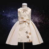 Kid Girl Fashion Lapel Stars Sequin Princess Dresses