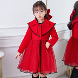 Kid Autumn Girls Woolen Cardigan Doll Collar Princess Dresses