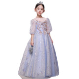 Kid Girl Show Off Piano Performance Evening Dress