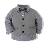 Kid Baby Boys Handsome British Gentleman Long Sleeve Suit 4 Pcs Sets