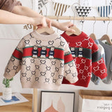 Kid Baby Boy  Knitted Sweater Plus Fleece Autumn Winter Cartoon Pullover