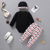 Baby Girl Suits Letters Heart Printed Long Sleeve 3 Pcs Sets