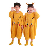 Autumn Winter Plush Kids Baby Boy Girl One-piece Cute Cartoon Coral Pajamas