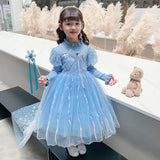 Kid Baby Girls Princess Elsa Long Sleeve Dress