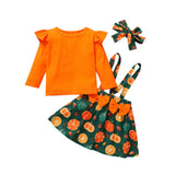 6M-5Y Kid Baby Girl Long Sleeve Round Neck Pumpkin Halloween 2 Pcs Sets
