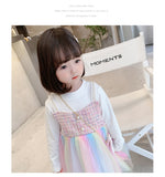 Kid Girls Shaggy Yarn Autumn Princess Woollen Rainbow Dresses