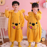 Autumn Winter Plush Kids Baby Boy Girl One-piece Cute Cartoon Coral Pajamas