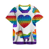 Kid Boy Girl Short Sleeve Summer 3D Print Rainbow Bubble T-shirt