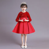 Kid Girl Birthday Sequins Mesh Pompous Piano Performance Dresses