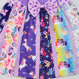 Kid Girl Holiday Party Rainbow Pony Digital Print Dresses