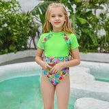 Kid Girls New Split Lace Digital Print Swimsuit