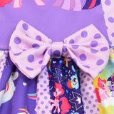 Kid Girl Holiday Party Rainbow Pony Digital Print Dresses