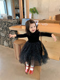 Kid Baby Girls Autumn Winter Velvet Velvet Starry Sky Casual Dress