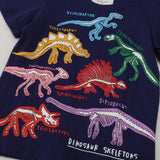 Kid Boy Spring Glow-in-the-dark Dinosaur Short-sleeved  T-shirt Top