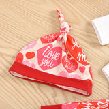 Baby Girl Valentine's Day Printed Long-sleeve Sets 3 Pcs