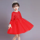 Kid Girl Birthday Sequins Mesh Pompous Piano Performance Dresses