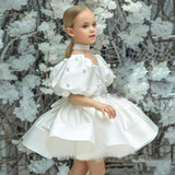 Kid Baby Girl Princess White Pompous Yarn Evening Flower Dresses