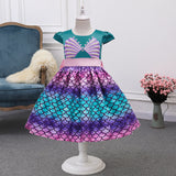 Kid Girl Mermaid Cake Bow Princess Dresses