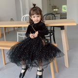 Kid Baby Girls Autumn Winter Velvet Velvet Starry Sky Casual Dress