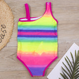 Kid Girl Gradient Letter Sione Ins One-piece Swimsuit