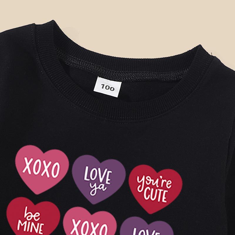 Family Matching Valentine Shirts Love Printed Mother-daughter Spring Tops