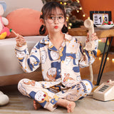 Kid Girl Spring Autumn Cute Cartoon Sweet Loose Thin Pajamas