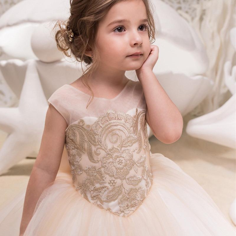 Kid Baby Girl Tuxedo Trailing Gown Piano Performance Dresses
